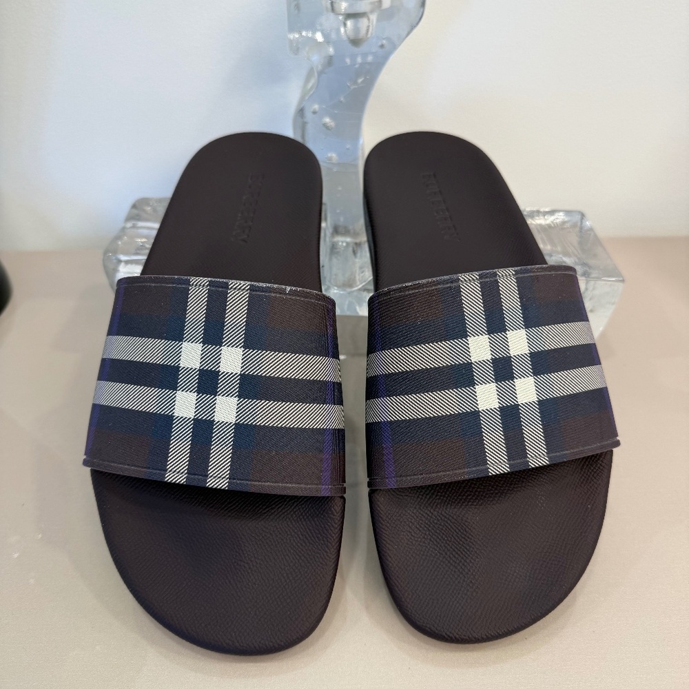 BURBERRY MEN'S FURLEY CHECK SLIDES SIZE 43-ORIGINAL